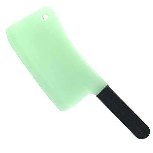 Giant Plastic Butcher Knife Cleaver Jumbo Prop With Green Blade