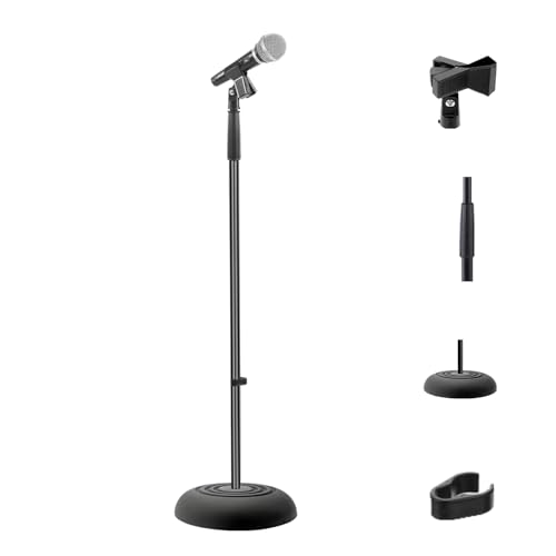 DESIGN CONVENIENTE: Questo stand microfono è ideale per il musicista sempre in movimento. È ultra-leggero e dotato di una finitura nera elegante per un trasporto facile. Inoltre, è costruito in modo compatto per garantire resistenza a lungo termine.