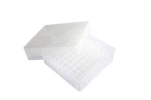 Heathrow Scientific 120034 Natural Polypropylene 81-Well Cryogenic Storage Box Rack, 130mm Length x 130mm Width x 47mm Height (Pack of 5)