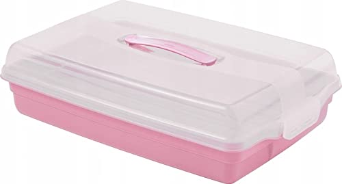 RECTANGLE CAKE CONTAINER LARGE PINK CURVER