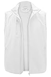 Men's Softshell Vest Fleece-Lined Windproof Sleeveless Jacket for Travel Hiking Fishing Running Golf (White, L)