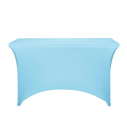 Image of FORLIFE Spandex Table Covers,Fitted Tablecloth for Rectangular Tables, Stretch Patio Table Covers, Universal Spandex Table Cover for Wedding, Banquet, Party (4ft, Blue Mist)