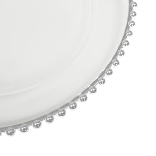 25 platos cargadores transparentes redondos 12.6 pulg con borde de cuentas miniatura 3