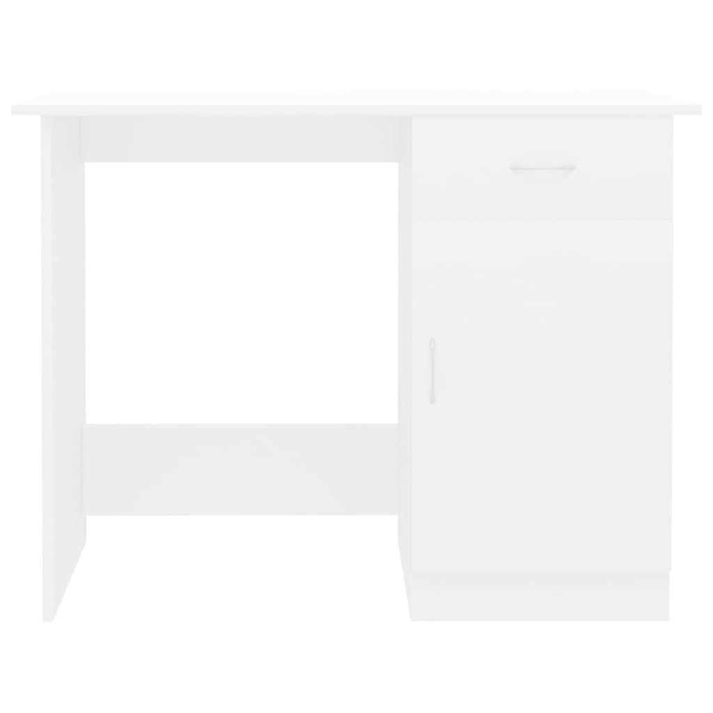 Scrivania bianca in legno, 100 x 50 x 76 cm, con cassetto e porta, salvaspazio, per casa, ufficio, gaming e studio, ergonomica, per bambini e ragazzi