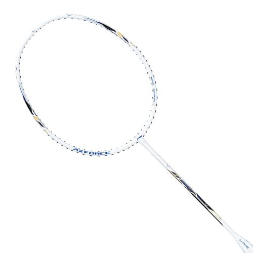 Image of Li-Ning Axforce Blast Strung Badminton Racquet for Professional Players|Powerful Smashes|Flexible Shaft|70-75 Grams|Maximum String Tension - 27lbs, White /Blue Sapphire