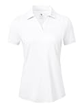 DONHOBO DAMEN POLOSHIRT UPF 50+ KURZARM GOLF TENNIS POLO SHIRTS V-AUSSCHNITT TOPS UV SCHUTZ SCHNELLTROCKNEND SPORTSHIRT CASUAL POLOHEMD SOMMER T-SHIRTS, WEISS, M