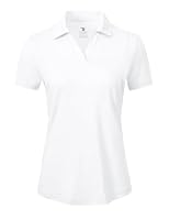 donhobo Damen Poloshirt UPF 50+ Kurzarm Golf Tennis Polo Shirts V-Ausschnitt Tops UV Schutz Schnelltrocknend Sportshirt Casual Polohemd Sommer T-Shirts, Weiß, S