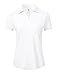 donhobo Damen Poloshirt UPF 50+ Kurzarm Golf Tennis Polo Shirts V-Ausschnitt Tops UV Schutz Schnelltrocknend Sportshirt Casual Polohemd Sommer T-Shirts, Weiß, L