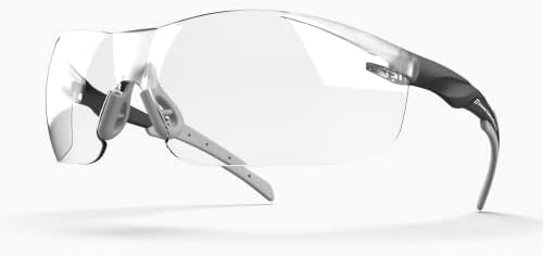 IMPACTABLE ANSI Z87.1 Safety Glasses, Anti-Fog UV Impact Scratch Resistant for Eye Protection at Work, Sports, Shooting, Pickleball, Clear Wraparound Lenses, No-Slip Nose Grip, Grey and Black, 1 Pack