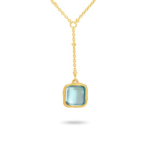 Montana West Wrangler Gold Gemstone Pendant Necklace for Women Statement 14K Plated Dainty Charm Minimalist Chains Jewelry