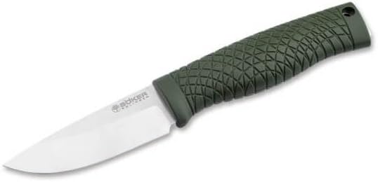 Boker Bronco Mini Fixed Blade Knife, CPM-3V Steel, TPE Handle, Green, 3.50 in Blade, with Kydex Sheath