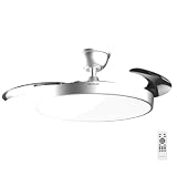 Cecotec Ventilatore da Soffitto con Luce con Pale Retrattili EnergySilence Aero 300 Air Invisible Silver.30W, Motore DC, Telecomando, 6 Velocità, Timer 4h, Funzione Inverno-Estate, Fresco Tutto L’Anno