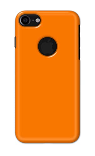 Image of Plain Orange Hard Back Case Cover for Apple iPhone 7 Logo (4.7 inch) / iPhone 8 Logo (4.7 inch), A1778, A1660 Back Cover -(J5) VNS2229