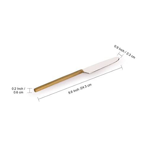 Image of ExclusiveLane 'Grand Enigma' Stainless Steel & Brass Handcrafted Butter Knife Spreader for Dining Table (Silver & Bronze, 6 Pieces), (L x W x H) = (9.6 x 0.9 x 0.2) Inch, (EL-005-1325)