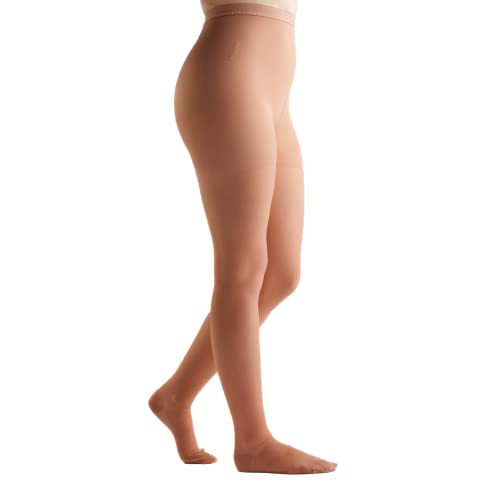 Image of EvoNation Women's Sheer Compression Pantyhose 8-15 mmHg Mild Support Hose | Sheer nylon-spandex fabric with double-plush waistband, sandalfoot toe, ventilated crotch and reinforced heel for comfort