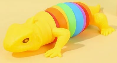 2 PCS Fidget Lizards Toys for Adults,3D Articulated Caterpillar Sensory Stress Relief Flexible Hand Toy, Ideal Party Favor Colorful Office Desk Toys (Blue+Yellow)