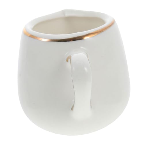 GREENADSCAPE Home Accessory Ceramic Creamer Pitcher Elegant Gold Rim Design Easy to Use