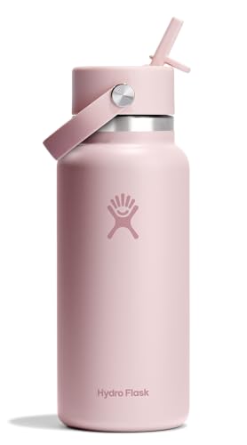 Hydro Flask Water Bottle - Insulated Stainless Steel - Wide Straw Lid, Non Spill, Leakproof in 32 Oz Trillium Pink