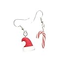  sucre d orge de noel rouge et blanc et bonnet pere noel boucles d oreilles cadeau noel