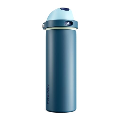 POWCAN 24 oz Insulated Stainless Water Bottle: 2-in-1 Push-B