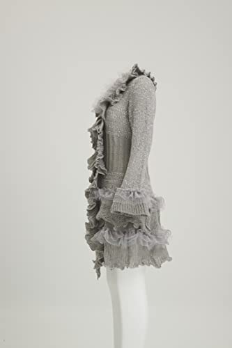 Image of Womens Vintage V Neck Ruffled Asymmetric Cardigan Sweater Outwear Coat