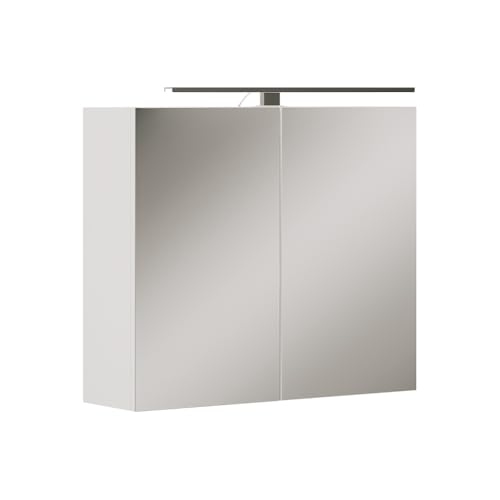 Vicco Badspiegelschrank Lavio, Weiß, 70 x 60 cm mit LED-Beleuchtung