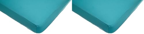 Image of American Baby Company Supreme Fitted Crib Sheet 28 inch x 52 inch, Enhanced Thickness for Soft, Breathable Neutral 100% Cotton Jersey Comfort, Turquoise, for Boys and Girls (Pack of 2)