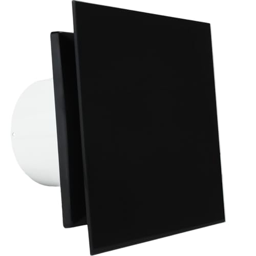VENTS CRYSTALIS 4 inch Stylish Black Glass Cover Silent Extractor Fan with Timer For Bathroom Shower Wet Rooms to Control Humidity Moisture Mould Elimination Fresh Air Ventilation