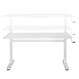 Ergo Office ER-401W Eleganckie Biurko z Regulacją Wysokości do 117 cm, Blat Stołu o Powierzchni 140x60 cm Koloru Białego, Ergonomiczny Stół z Obciążeniem do 40 kg, Regulowane Biurko na Monitor