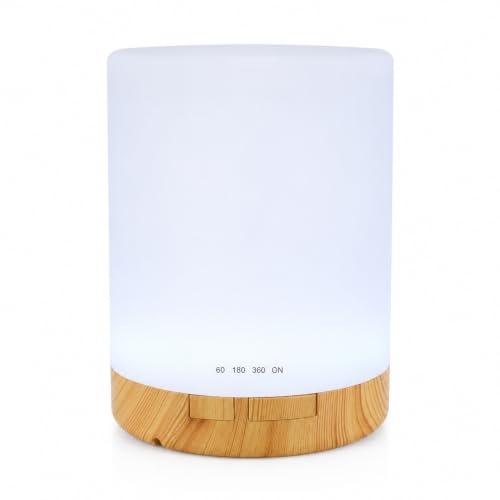 Cilvenx 300mL Humidifier with Timer for Bedroom, Light Wood Grain | 7-color LED ambient light and compact desktop design for office, home, bedside table and small rooms - image 1