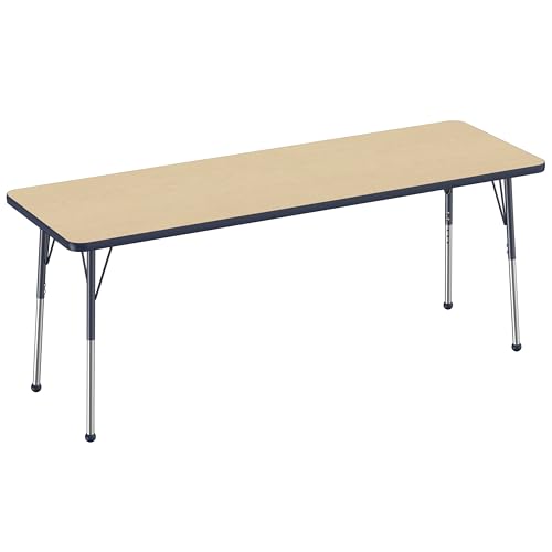 FDP 24" x 72" Rectangle Table with Ball Glide Legs - Maple/Navy