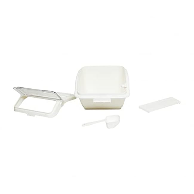 TrueCraftware- 2 Gallon (40 Cups) Shelf Ingredient Bin White with Clear Flip Top Lid & Measuring Scoop- Stackable Plastic Kitchen Pantry Storage Bin for Dry Food Flour Sugar Kitchen Restaurant