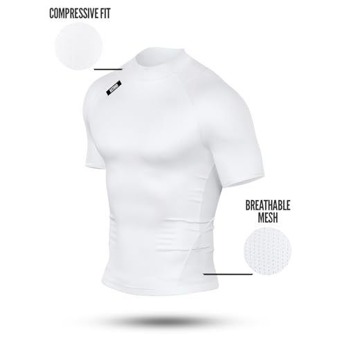 Nxtrnd Men's Turtleneck Compression T-Shirt, Short Sleeve Mock Neck2