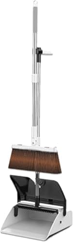 Vilom 折りたたみ式ほうき&ちりとりセット 家庭用 掃除用具 回転式 磁気吸着 デザイン フタ付き 収納簡単 コンパクト 清掃セット 床掃除便利 (ホワイト)