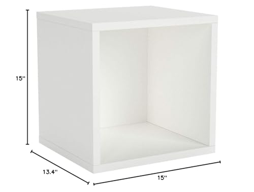 Way Basics Vintage Storage Blox Cube Organizer Shelf (Fits 65-70 Vinyl Records), White - Thumbnail 2