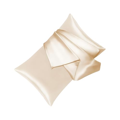 Fyrdyn サテン ピローケース | マルベリーシルク 通気性 ジッパー付き - 肌の健康 サテン枕カバー - 家庭用 旅行用 寝室用 寮用 女性向け 女の子向け 母向け 妻向け 睡眠用 ヘアケア用 新居祝い用