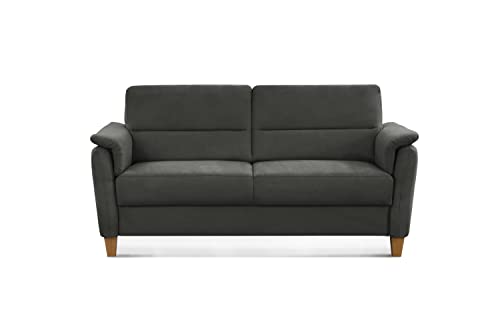 CAVADORE 3er-Sofa Palera mit Federkern / Kompakte Dreisitzer-Couch im Landhaus-Stil / passender Sessel und Hocker optional / 179 x 89 x 89 / Mikrofaser, Grau – Bild 5