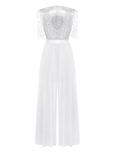 Mono largo de fiesta elegante para invitada de boda con escote en V plata L 2