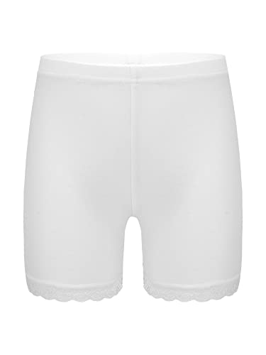 JanJean Kids Girls 6Pcs Solid Color Lace Trim Boyshort Underwear Safety Dress Stretchy Shorts Yoga Gymnastic Active Shorts2