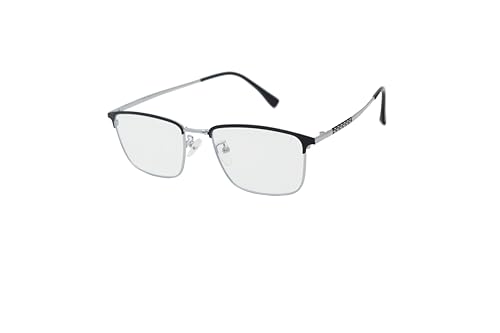 Image of ADMIRE Metal Frame Eyeglasses, Black, Rectangular Shape, Clear Lens, Lightweight Hal-Rim Spectacles