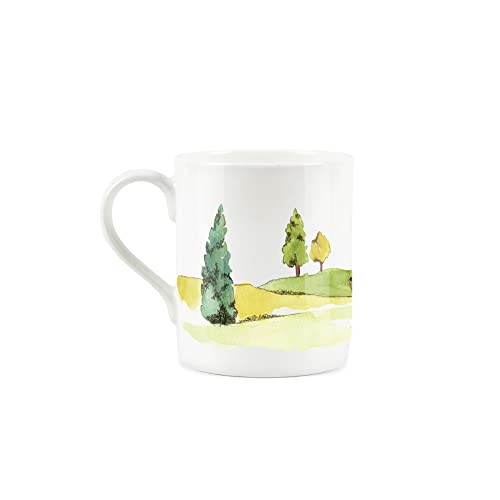 Purely Home Watercolour English Landscape Mug Oak, Small Fine Bone China White Garden Coffee/Tea Present Gift - Image 2