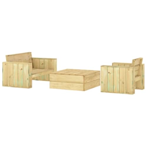vidaXL 3-TLG. Garten-Lounge-Set Imprägniertes Massivholz Kiefer, Lounge-Set aus Holz, Outdoor-Lounge-Set, Gartenmöbel, Lounge-Set aus Massivholz