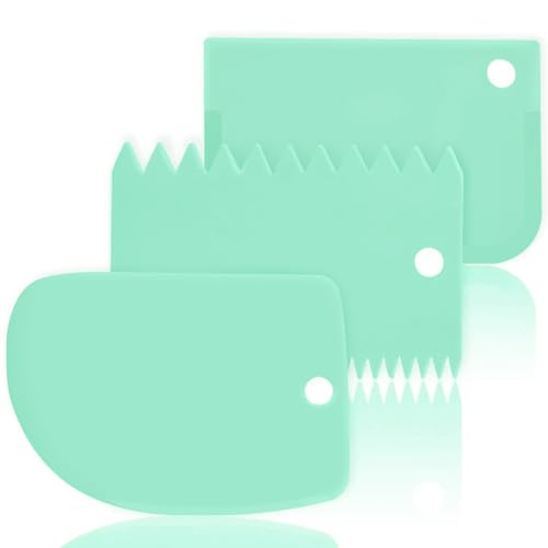 Teigschaber Teigkarte Teigschneider Teigspachtel Teigschaberkarte - SURDOCA 3 PCs BPA Frei PE-Kunststoff Flexibel Kuchenschaber, Scharfe Kante Ecken Silikon Teigschaber, Anti-Rutsch Teigkarte Silikon