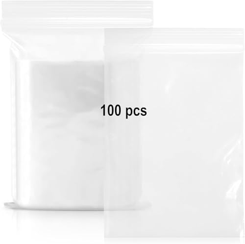 MARCPRINT 100 Bolsas Zip 20x30 - Bolsas Congelacion Autocierre - Bolsitas Plastico Pequeñas Reutilizables - Bolsas Plastico Transparente Aptas para Alimentos