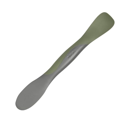 Image of Tovolo Scoop and Spread Large Dual End Silicone Sandwich Spreader Tool with Nylon Handle, BPA Free Dishwasher Safe Silicone and Nylon Tool for Spreading and Scooping, Thyme Green and Charcoal Gray
