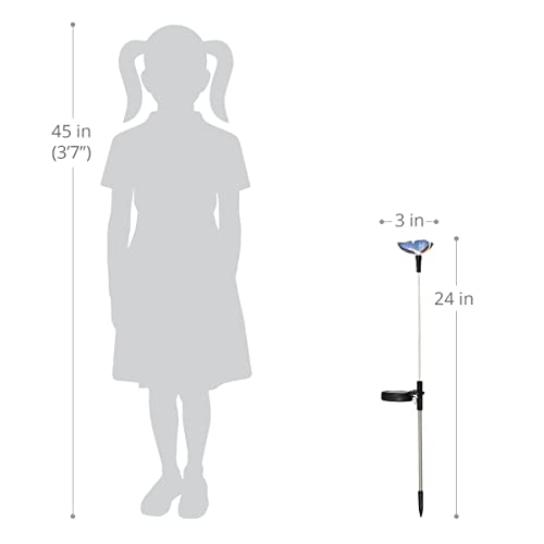 Exhart 3" Wing Solar Butterfly Garden Stakes,Fiber Optic,Color-Change Top,Led Stakes,1/Ea,3Pc 3”X25” #TOP4