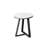 PETAAA Kaffeetische Gartentisch Für Tee -Set -vase -Snacks, Runde Schiefertische Mit Dreieckiger Struktur Metallrahmen Für Schlafzimmerstudienbüro(Size:45 * 50CM,Color:Weiß)