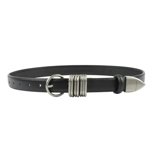 Black Leather Metal Buckle Two-layer Cowhide Belt For Women Man Personalized Belt For Jeans Casual Pants Dress