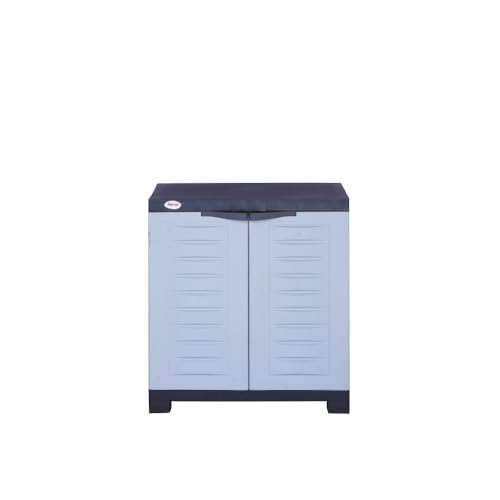 Image of Oaknest Supreme Fusion-01 Plastic Storage Cabinet | Compact & Multipurpose Storage Solution | Waterproof, Durable & Lightweight | Ideal for Home, Office & Garage | Charcoal and Sky Grey