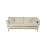 CONCEPT Factory | Sofá escandinavo Höga pana | Beige | 3 plazas + 2 cojines | Sofá moderno de diseño recto con reposabrazos, respaldo y asiento desenfundables | Ancho 190 cm